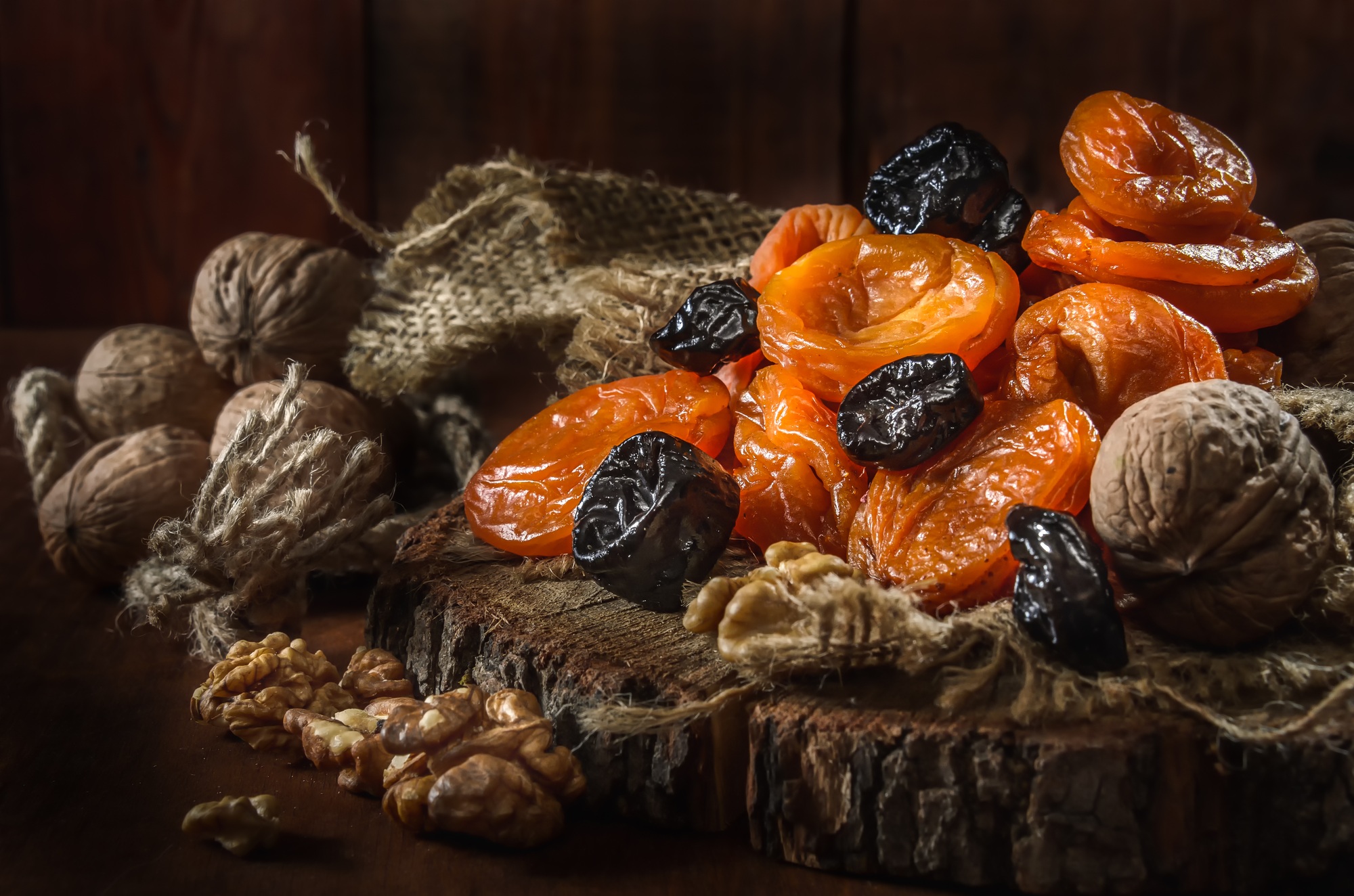 dried apricots, prunes and nuts